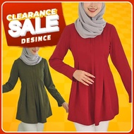 🇲🇾DESINCE Long Blouse Women Muslimah Blouse Woman Shirt Smart Casual Top Solid Color Baju Muslimah B