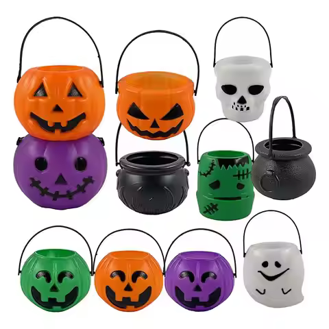 Trick Or Treat Bucket Candy Bucket Pumpkin Ghost 11 Pieces Trick Or Treat Party Bags Reusable Candy 