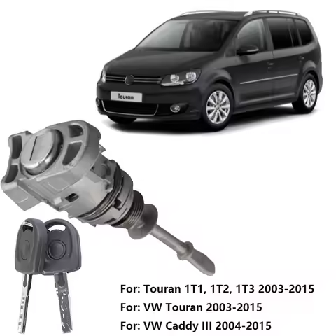 Door Lock Barrel Cylinder Set for VW Touran Caddy Life Van 1T0837167A - Keys Included
