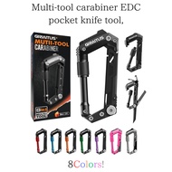 Multi-tool Carabiner EDC:Serrated Knife,Rope Cutter,Driver,Can Opener, Ruler for Camping & Survival