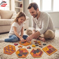 PINOU Wooden Tangram Puzzle, Challenges Pattern Cognitive Montessori Puzzles Toys, Cognitive Jigsaw 