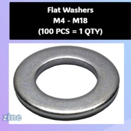 [100pcs] Flat Washer Zinc Plating | M4 M6 M8 M10 M12 M14 M16 | M6 Washer M8 Washer M10 Washer M12 Wa