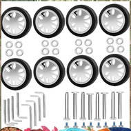 8pcs Luggage Wheels Replacement Kit,Dia 2in/50mm Thick 0.47in/12mm Resistant Rubber Mute Caster Repl