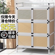 HY-$ Cupboard Household Kitchen Stainless Steel Storage Cupboard Simple Stove Rental Room Multi-Functional Storage Case
