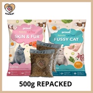 PROUD Skin & Fur / Fussy Cat Repacked 500g l Makanan Kucing Dewasa Kering