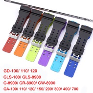 Double Color TPU Silicone Watch Strap for Casio G-SHOCK GA100 400 700 120 G-8900 GW-8900 Diving Dive