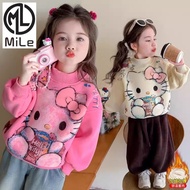 [ML] 90-140CM Girls Fleece Lining Thickened Sweatshirt Autumn Winter New Style Children Baby Hot-sel