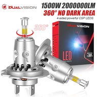 360 Mini 3D H7 H4 H11 LED Headlight 1500W Canbus Led Car Light 4 Sided CSP Chip Mini Diode Spotlight