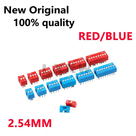 10/PCS Red Blue Dip switch 1 2 3 4 5 6 7 8 9 10 PIN Toggle Switch Spacing 2.54MM Foot Distance In St