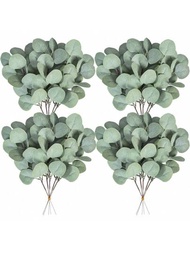 10 Piezas/30 Piezas Hojas De Eucalipto Falsas Para Casa, Jardín Exterior, Día De San Valentín Y Regalos De Año Nuevo, Ramas De Decoraciones Artificiales De Tallo De Planta De Dólar Plateado En Gris-verde, Arreglos Florales Artificiales Para Bodas Y Días Festivos Con Follaje Verde