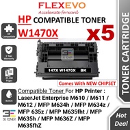 5 Units Compatible147X Toner W1470X With Chipset for LaserJet Enterprise M610 M611 M612 MFP M634 M63