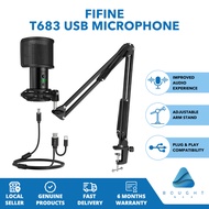 Fifine T683 USB Microphone Bundle - Mute Button, Volume Dial, Monitoring Jack for PC/Laptop