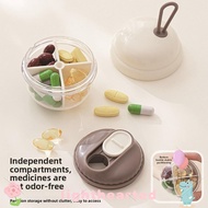 LIGHTHEARTED Portable Pill Box, Transparent Four-compartment Pill Storage Box,  Moisture-proof Mini 