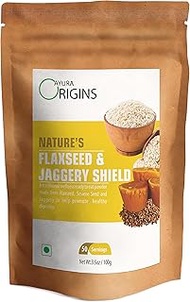 AYURA ORIGINS Nature's Flaxseed &amp; Jaggery Extract Powder | 3.5 Oz (100 Grms) | For Gas Relief and IBS Control,- Supports Gut Health And Digestion | Plant Based Supplement | 50 Servings