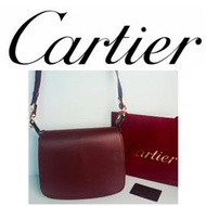 近新 法國 Cartier 卡地亞 雙馬鞍包 斜背包 肩背包 附保卡真品$1299 1元起標有LV