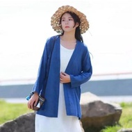 夏季防曬衫防曬衣服棉麻外套純色亞麻空調衫上衣