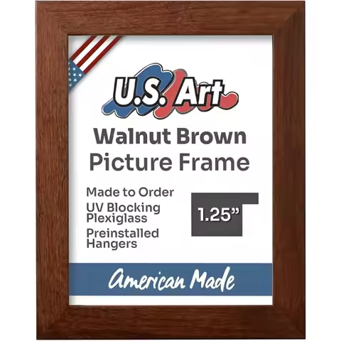 Frame 13x19 Country Walnut Brown 1.25 Inch Flat Wood Composite MDF Wall Decor Picture Poster Frame -