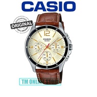 jam tangan wanita jam tangan lelaki (CASIO ORIGINAL+1YR WARRANTY) MTP-1374L MEN LEATHER MULTIHAND WATCH