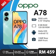 (2 Year Warranty) OPPO A78 [8GB RAM + 256GB ROM] | 6.56" | 50MP AI Camera | 5000mAh Battery