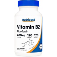 Nutricost Vitamin B2 (Riboflavin) 400mg, 120 Capsules - Gluten Free,
