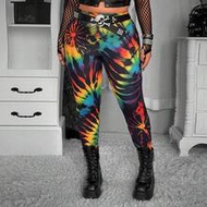 Large Women's Romantic Vacation New Tie Dye Printed Slim Fit Leggings, Regular Leggings, Bohemian St