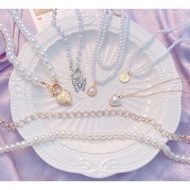 LZ Rantai Leher Perempuan Multilayer ala Mutiara Manik Putih Pearl ins Ladies Fashion Necklace Choke