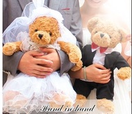 	結婚新婚禮物 / 情侶毛絨玩具公仔/花車公仔/結婚相拍照一流-西裝婚紗款泰迪熊 ($368/1對) (T3375).