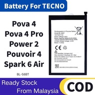 Battery Bateri Compatible For TECNO Pova 4 / Pova 4 Pro / Power 2 / Pouvoir 4 / Spark 6 Air BL-58BT