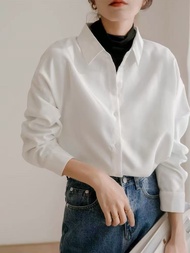 Authentic imported Japanese MUJI Official Store White Long Sleeve Academic Style Shirt Womens 2025 S