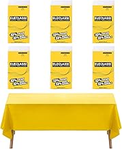 Eleclassi Yellow 6 Pack Premium Disposable Plastic Tablecloth 54 x 108 in - Plastic Table Cloth Disp