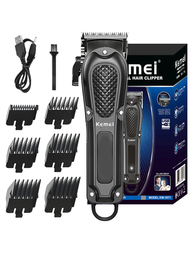 Kemei Km-1071電動理髮器USB充電式無線鬍鬚修剪器男士強力電動髮剪修剪工具修面刀剃鬚機
