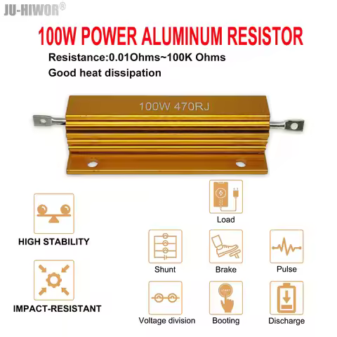 100W RX24 Aluminum Power Metal Shell Case Wirewound Resistor 0.01 ~ 100K 0.1 0.5 1 1.5 2 6 8 10 20 1