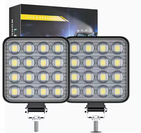 2pcs Car LED Work Light 3 inch Square Convex Lens 16 Lights 48W Auxiliary Lights Modified Headlight 