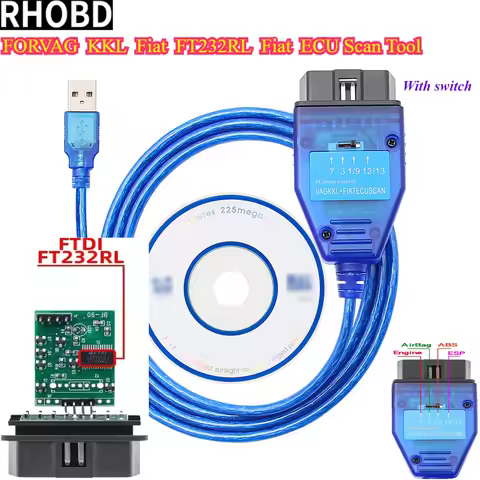 NEW ForVaG409.1 KKL OBD2 USB Diagostic Tool Ft/Di FT232RL CH340 ForVaG-COM FIATECUSCAN KKL409 Tape s