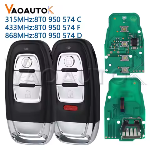 Car Key Semi Keyless 315MHz/433MHZ/868MHZ Auto Smart Remote Key 3/4BTN 8T0 959 754C for Audi Q5 A4L 