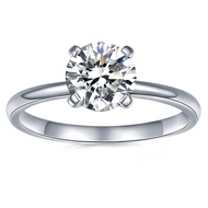 Solitaire Moissanite Engagement Ring, 1CT D Color VVS1 Clarity, 925 Sterling Silver with 18K White G