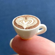 純白溫暖心形拉花拿鐵【接單製作】迷你模型 咖啡杯