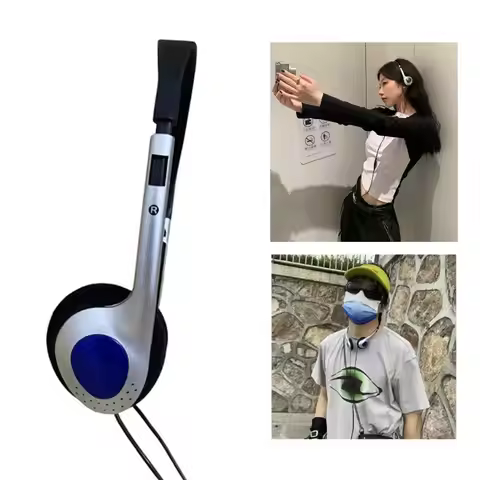 Y2K Personality Headphones Retro Millennium Wind Headset Blue Black Fashion Headset Over Ear Earbud 