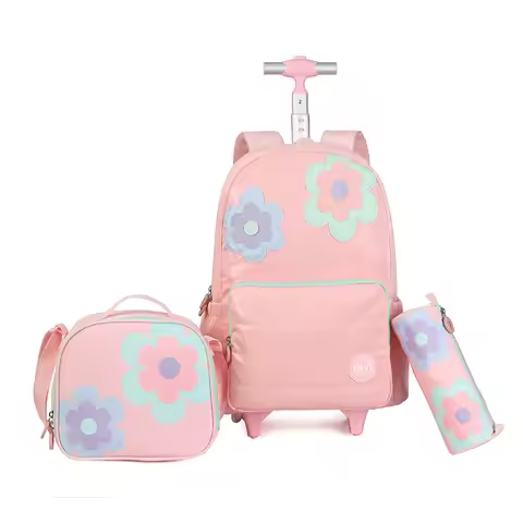 Children Rolling School Backpack For Teenagers Girls Travel Luggage Trolley School Bag Set Wheeled B