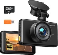 iZEEKER FHD 1440P 2.5K Car Dashcam with 32GB SD Card, 170° 3 Inch Screen, G-Sensor, Parking Monitor,