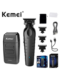 1200毫安充電式無線理髮器Kemei Km-2299 USB快速充電理髮機刀片理髮器