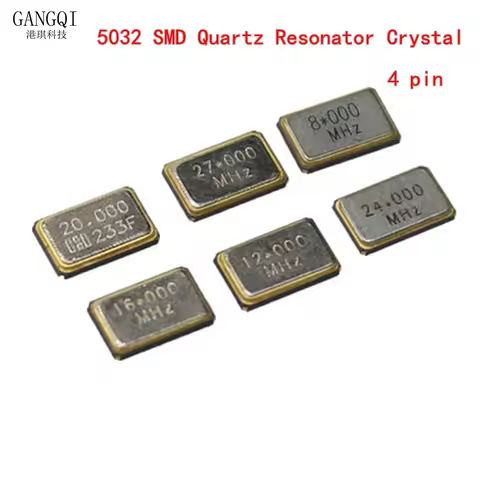 10PCS 5032 Metal SMD 4PIN 8.000mhz 8MHZ 10MHZ 11.0592MHZ 12MHZ 16MHZ 20MHZ 22.1184MHZ 24MHZ 25MHZ 27