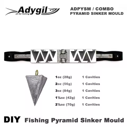Adygil DIY Fishing Pyramid Sinker Mould ADPYSM/COMBO 1oz, 2oz, 3oz, 1.5oz, 2.5oz 5 Cavities