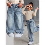 KID'S UNISEX 4Y-14Y BAGGY WIDE LEG JEANS, CASUAL DENIM 2Y-14Y
