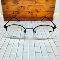 frame kacamata bulat half frame besi gantung