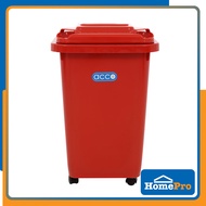 Homepro Acco Square Dustbin with Wheels 32L Red