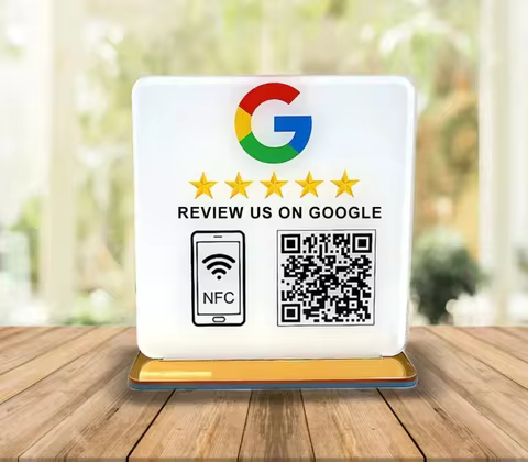 Custom Google Review Sign with NFC Scan code Acrylic Social Media Signs For Your Business Retail Sto