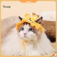 Souqt|  Yarn Material Cat Hat Cat Hat with Adjustable Strap Cat Hat Pets Knitted Cosplay Hat for Pup