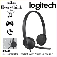 LOGITECH H340 USB COMPUTER HEADSET HEADPHONE WITH DIGITAL AUDIO & NOISE CANCELLING MICROPHONE, ADJUS