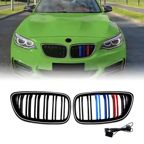 Grill Front Kidney Grille W/ LED Light Strip For BMW 2 Series F22 F23 218i 220i 230i M240i 2014-2019